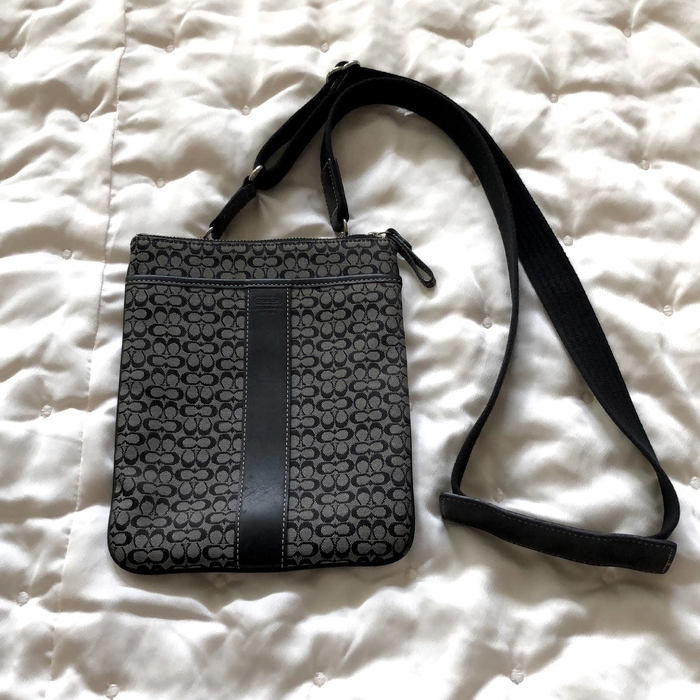 Coach Black Logo Rectangular Crossbody Handbag Euc - image 1